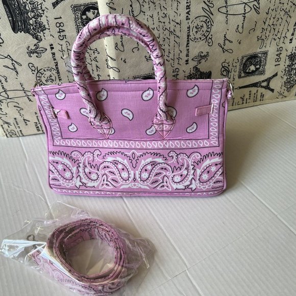 Veronica Beard Paisley Print Pink Mini Tote Bag Crossbody Strap❤️Gift❤️ - Picture 3 of 11